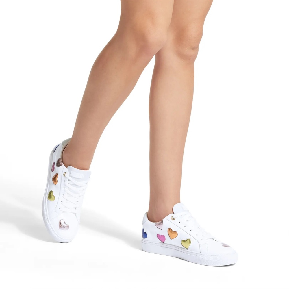 Kurt Geiger White Sneakers with Multicolor Metallic Hearts